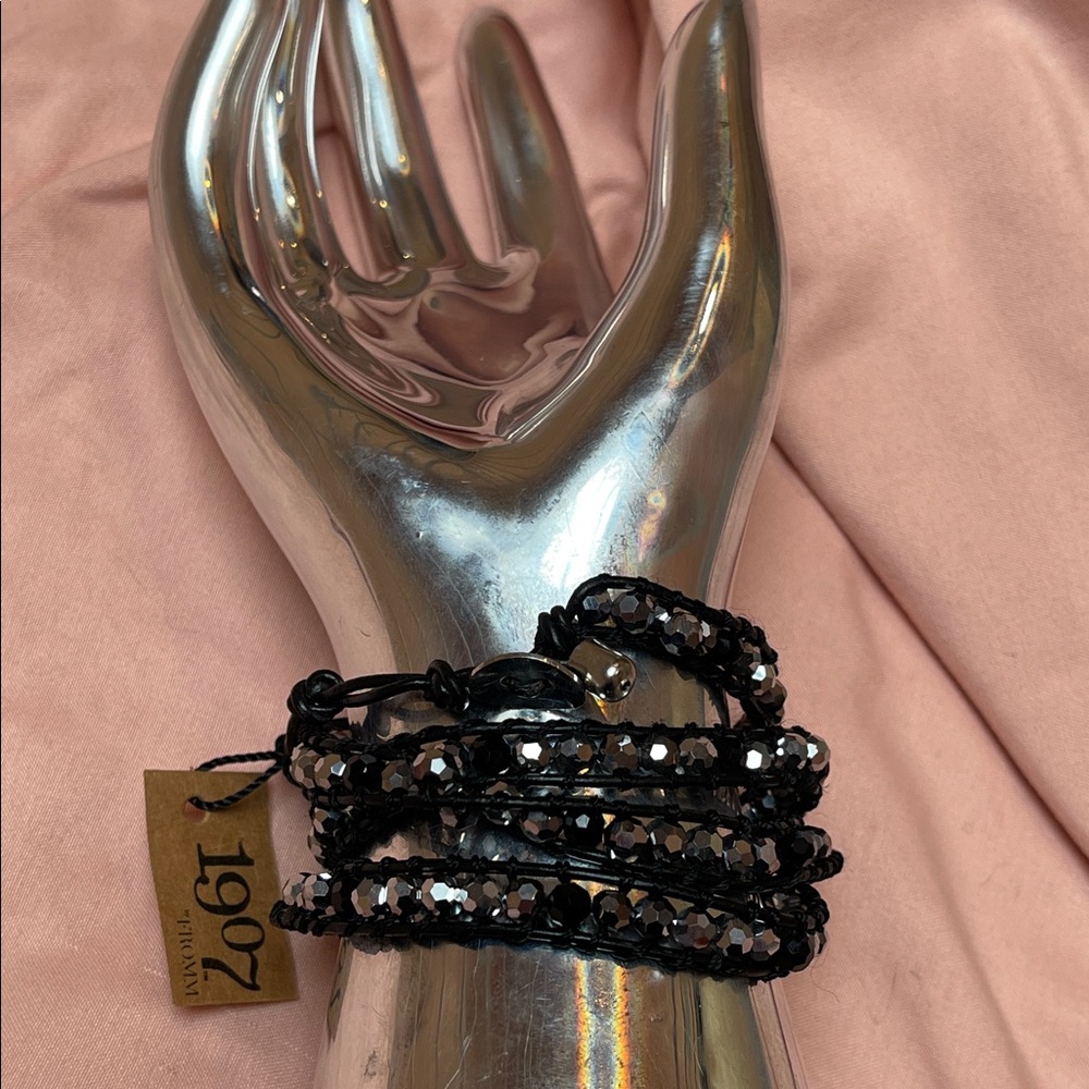 1907 By Fromm Black Leather Wrap Bracelet - NWT